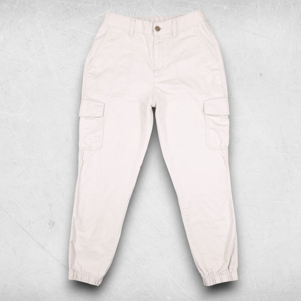 Gap‎ Girlfriend Jogger Cargo Chino Pants Womens 4 Beige Pockets Utility Modern